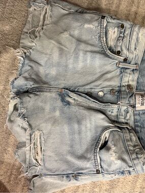 Agolde Light Wash Distressed Denim Shorts - High Rise 26